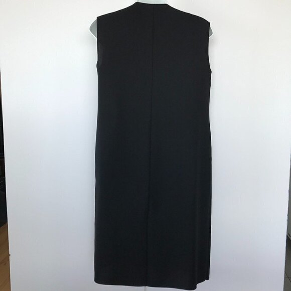 VINCE LBD black dress, sleeveless, front zip asymmetrical drape, cut seam EUC, 6 - Picture 4 of 16